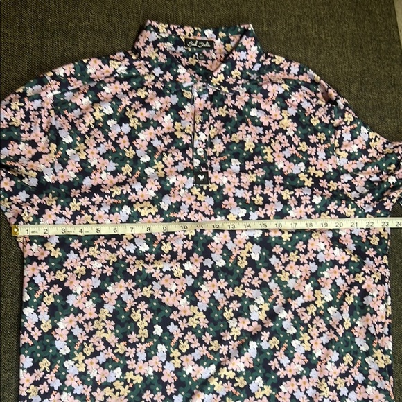 Bad Birdie Playful Floral Golf Polo sz XL :ink Green Black - Picture 7 of 10